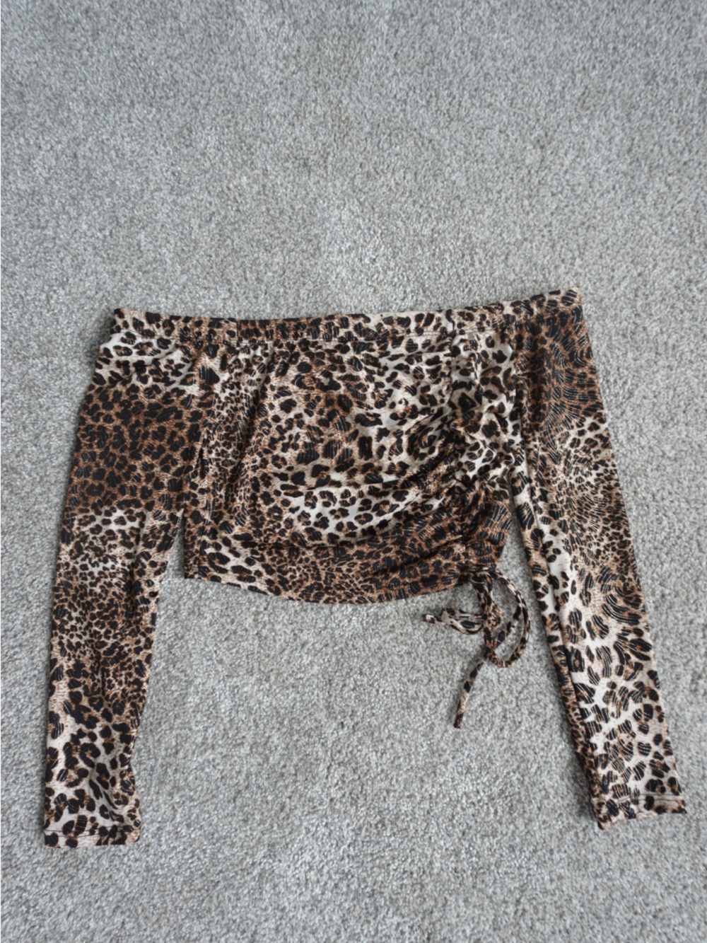 Womens Leopard-Print Side Ruched Shirt - Brown